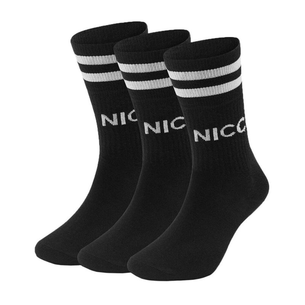 Nicce Mens Contrast Striped Crew Socks (Pack of 3) / Black